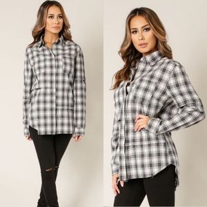 Plaid snap front shirt